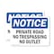 Signmission Private Road No Trespassing No Outlet OSHA Notice Sign, Vinyl Decal, 7in W x 5in L, 2PK OS-2PACK-NS-D-57-L-17871 - alternate 1